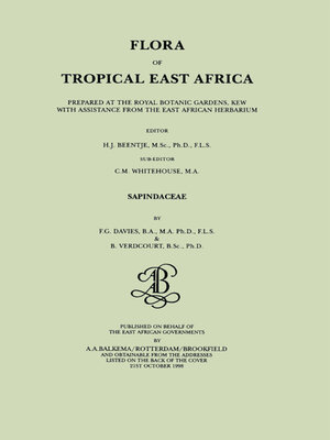 cover image of Flora of Tropical East Africa--Sapindaceae (1998)
